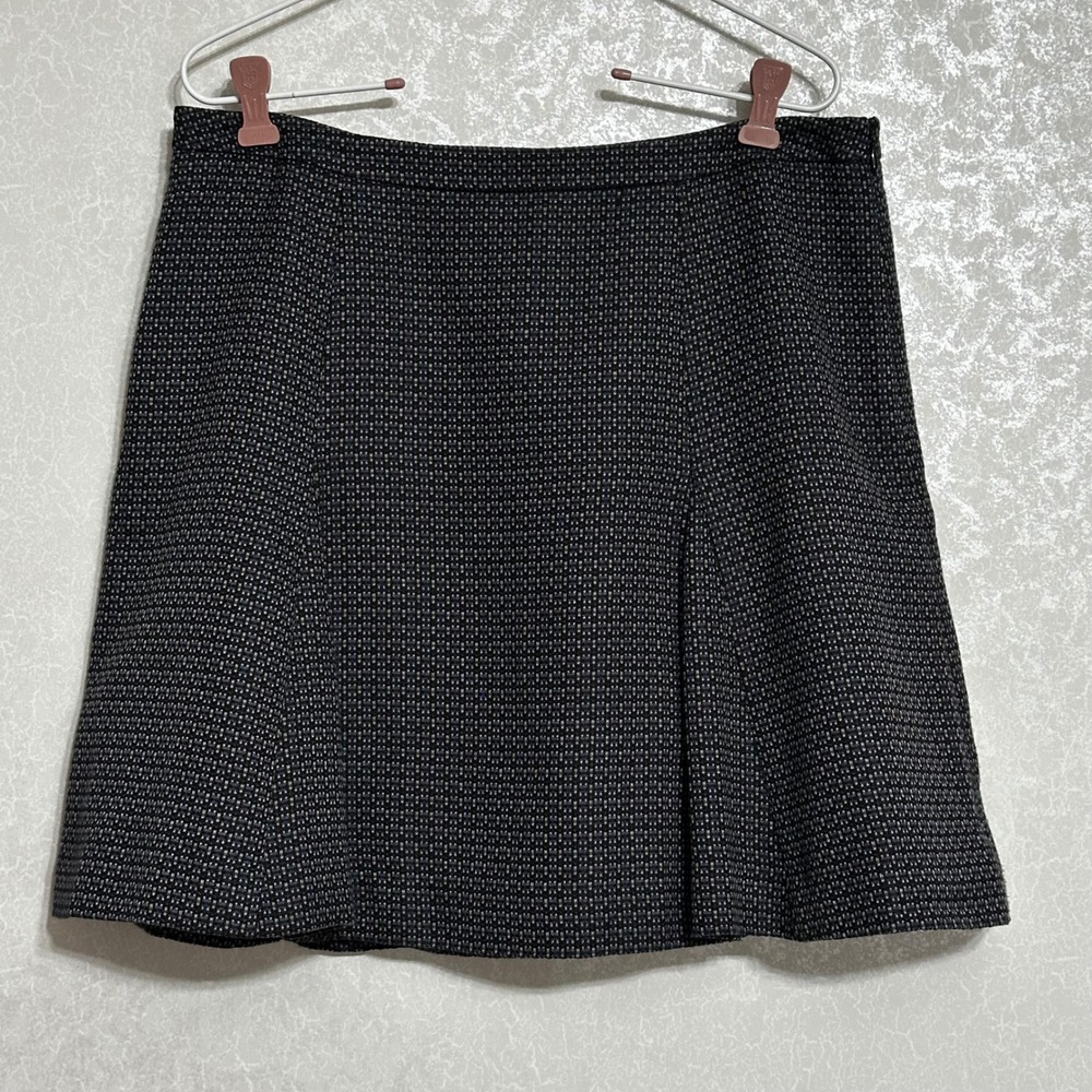 Ann Taylor LOFT Petite Black Blue Geometricβ Print A-Line Skater Skirt Sz 12